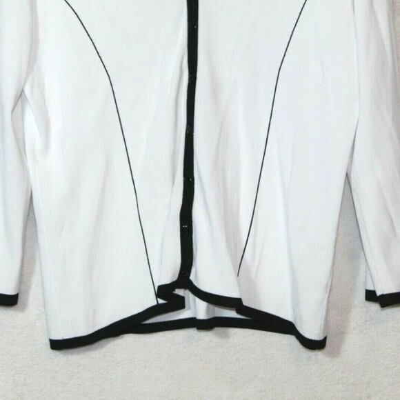 Vintage 90s slinky stretch knit womens cardigan size M white button up - Picture 3 of 8